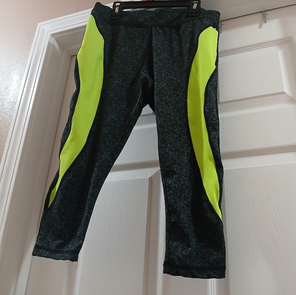 Kids Activewear Leggings - Black and Neon Green
